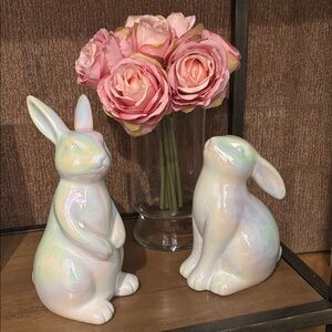 Pearlescent Ceramic Bunny Figurines